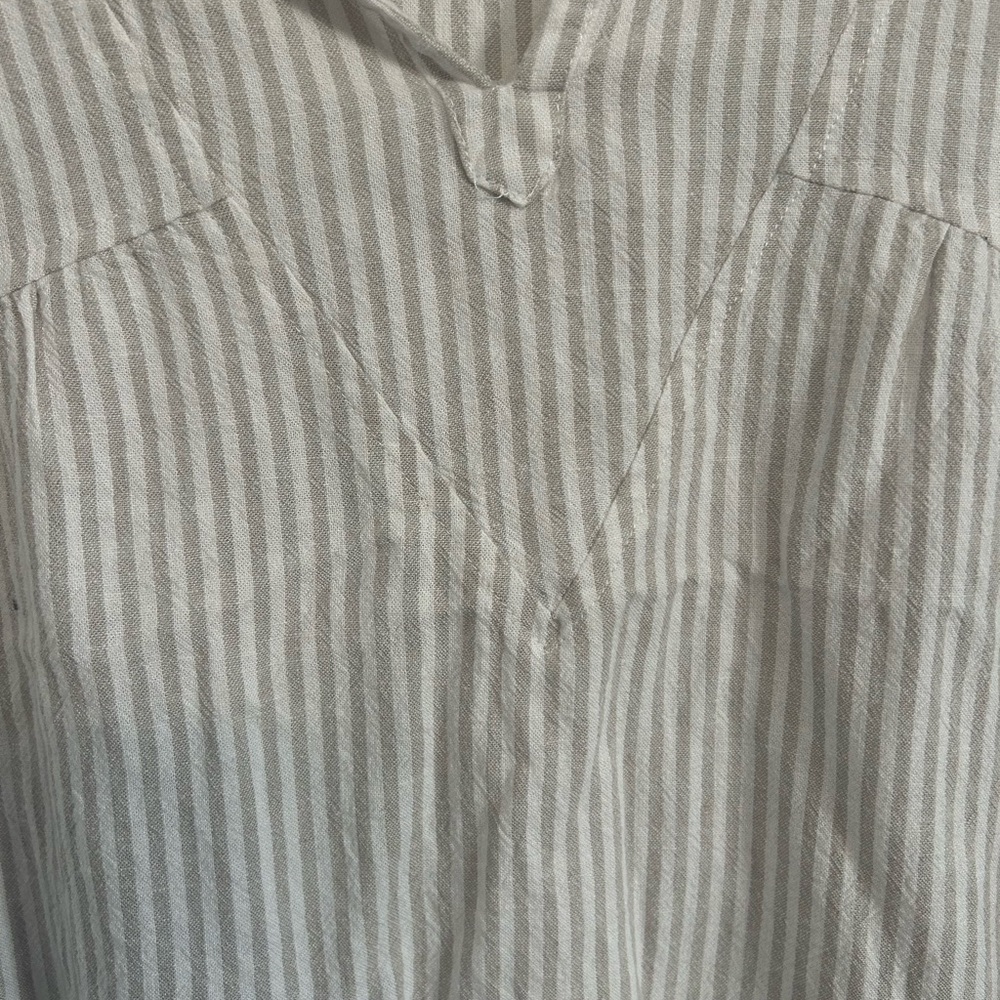 Linen Blend Silver Jeans Grey and White Striped Sleeveless Blouse Coastal - Picture 3 of 5